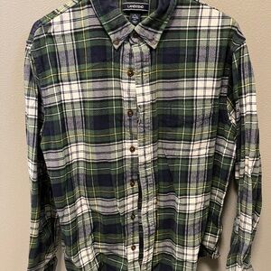 Lands' End Men's Green Plaid Shirt